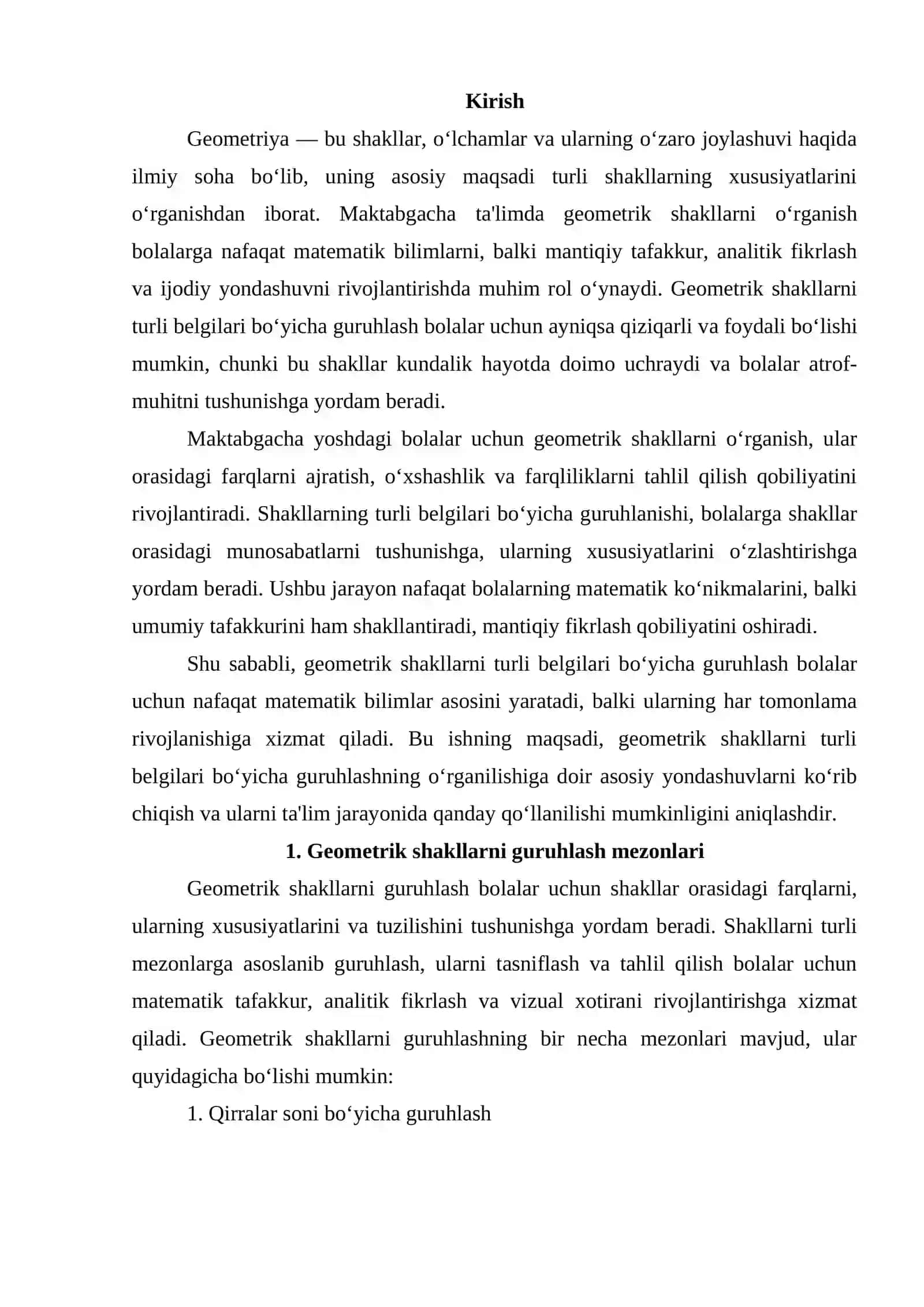 Geometrik shakllarni guruhlash mezonlari 2