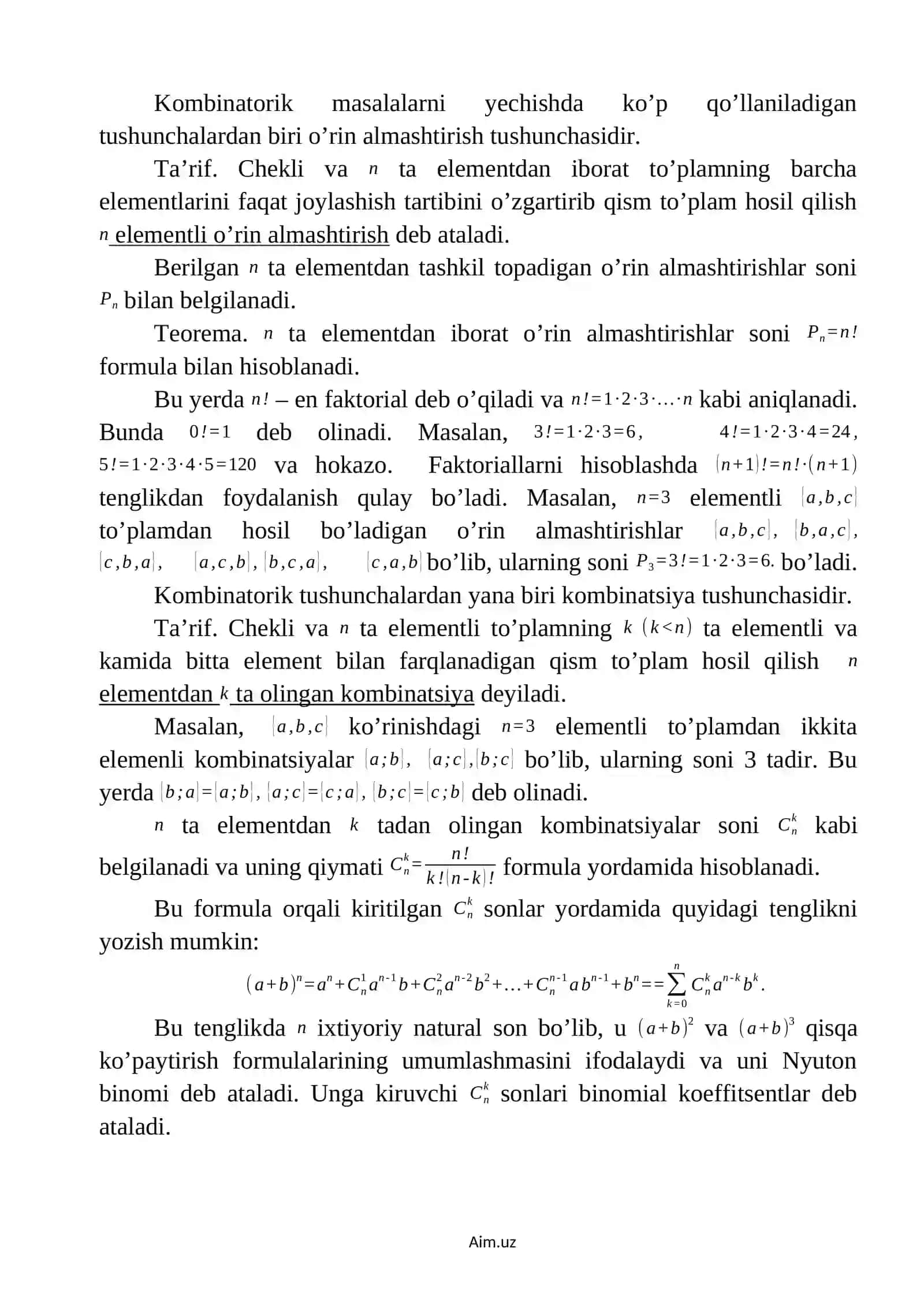 Kombinatorika elementlari 2