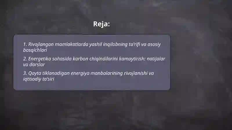Rivojlangan mamlakatlarda "yashil inqilob": natijalar va rivojlanish istiqbollari 2