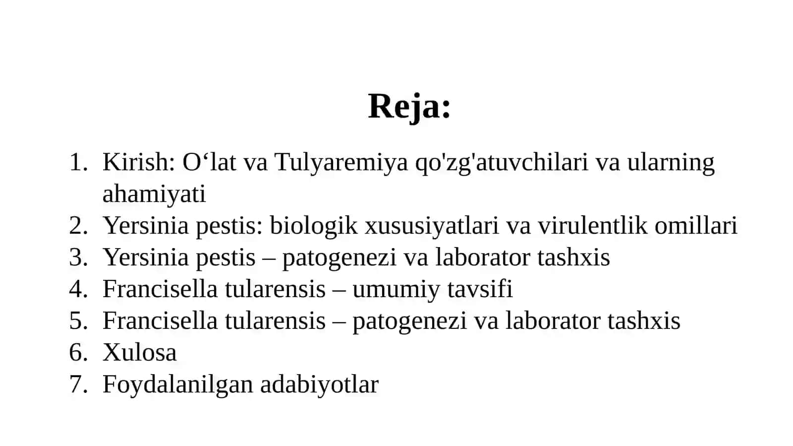 O‘lat va Tulyaremiya qo'zg'atuvchilari vaularning ahamiyati 2