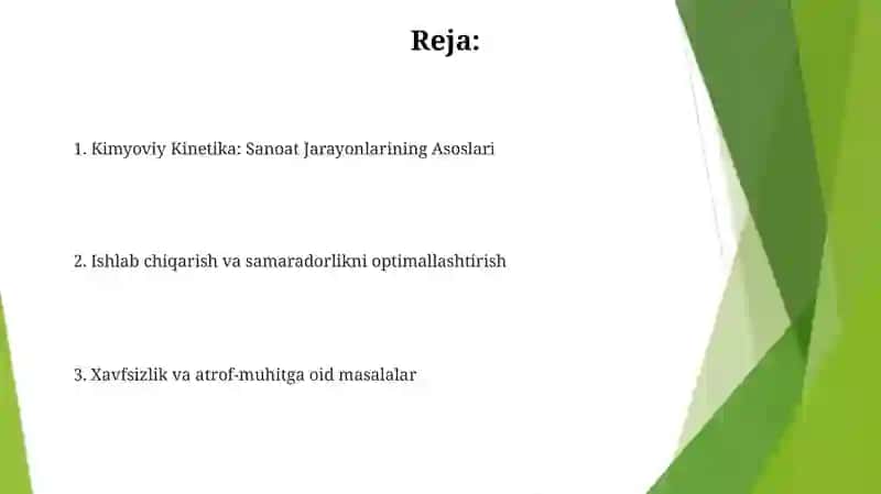 Kimyoviy Kinetika: Sanoat Jarayonlarining Asoslari 2