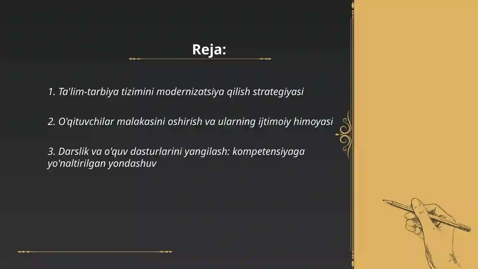 Oʻzbekiston Respublikasi rivojining yangi bosqichda ta'lim -tarbiya islohotlari 2