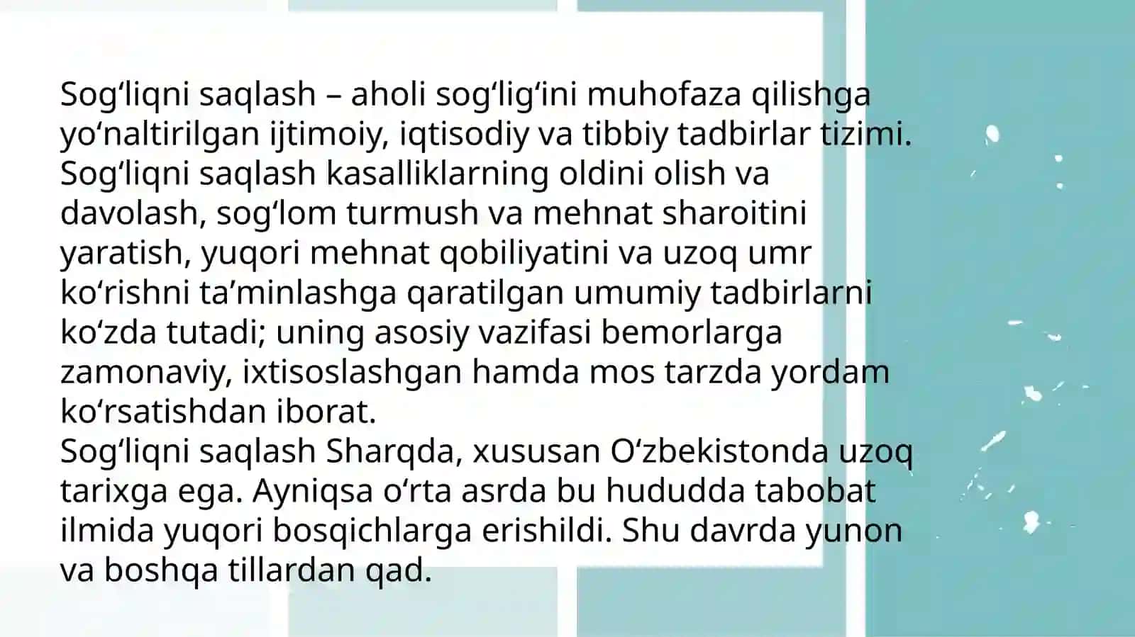 Sogʻliqni saqlash 2