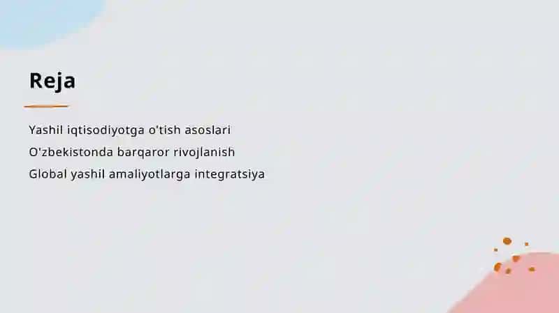 Yashil iqtisodiyotga o'tish asoslari 2
