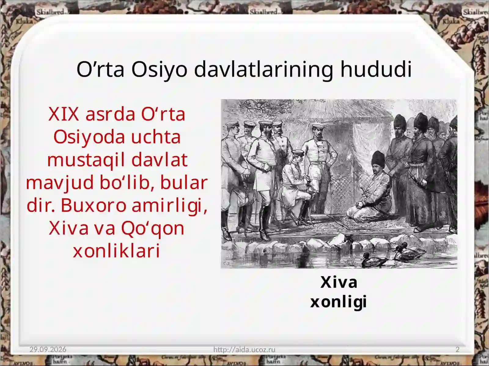 XIX asr o‘rtalarida O‘rta Osiyoda an‘anaviy davlatlar urtasidagi mazmun 2