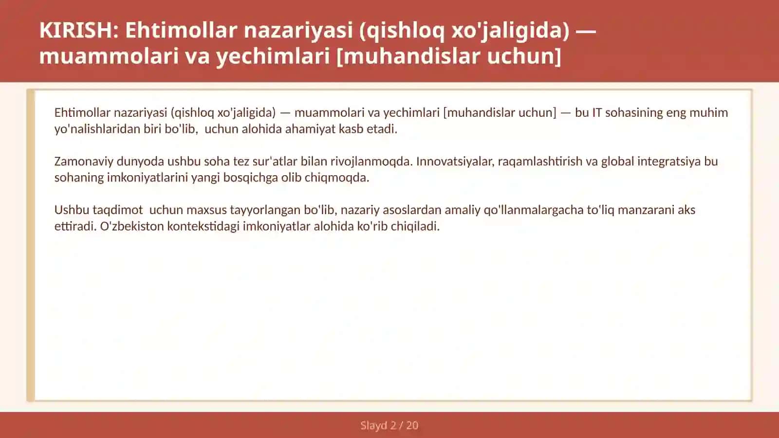 Ehtimollar nazariyasi (qishloq xo'jaligida) — muammolari va yechimlari [muhandislar uchun] 2
