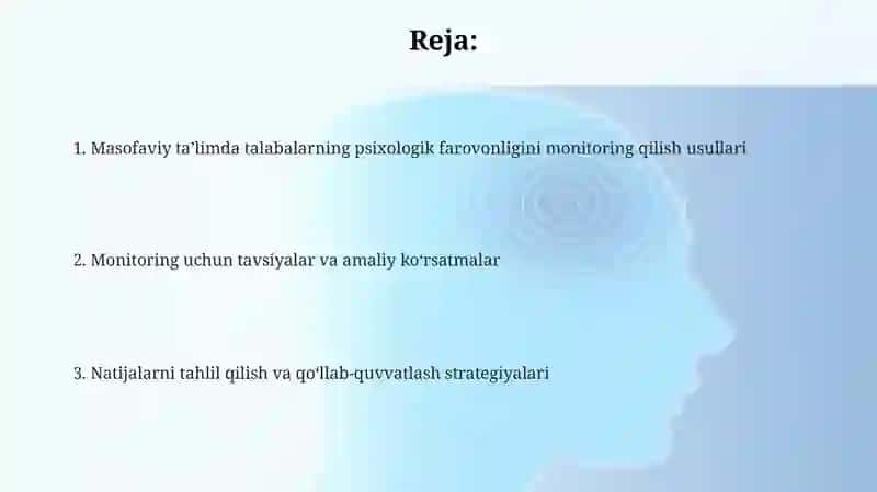 Masofaviy ta'limda talabalarning psixologik farovonligini monitoring qilish usullari va tavsiyalar 2