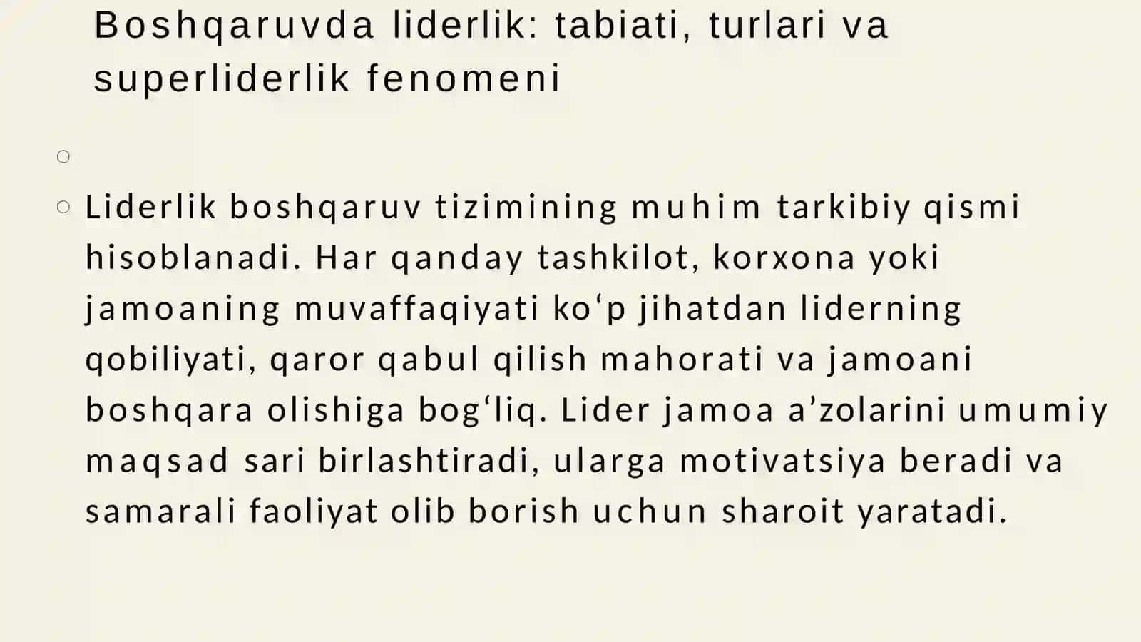 Boshqaruvda liderlik: tabiati, turlari, super liderlik fenomeni 2