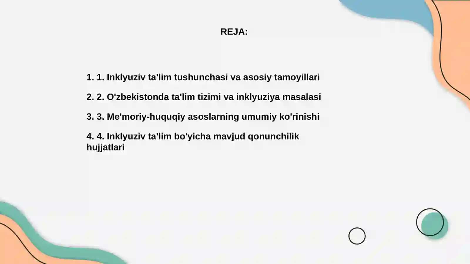 O'zbekistonda inklyuziv ta'limning me'moriy - huquqiy bazasini tahlil qilish 2