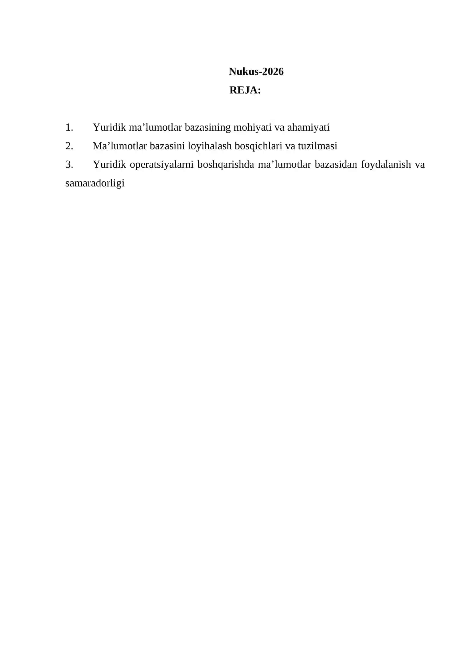 Yuridik Operatsiyalar uchun Ma'lumotlar Bazasini Yaratish 2