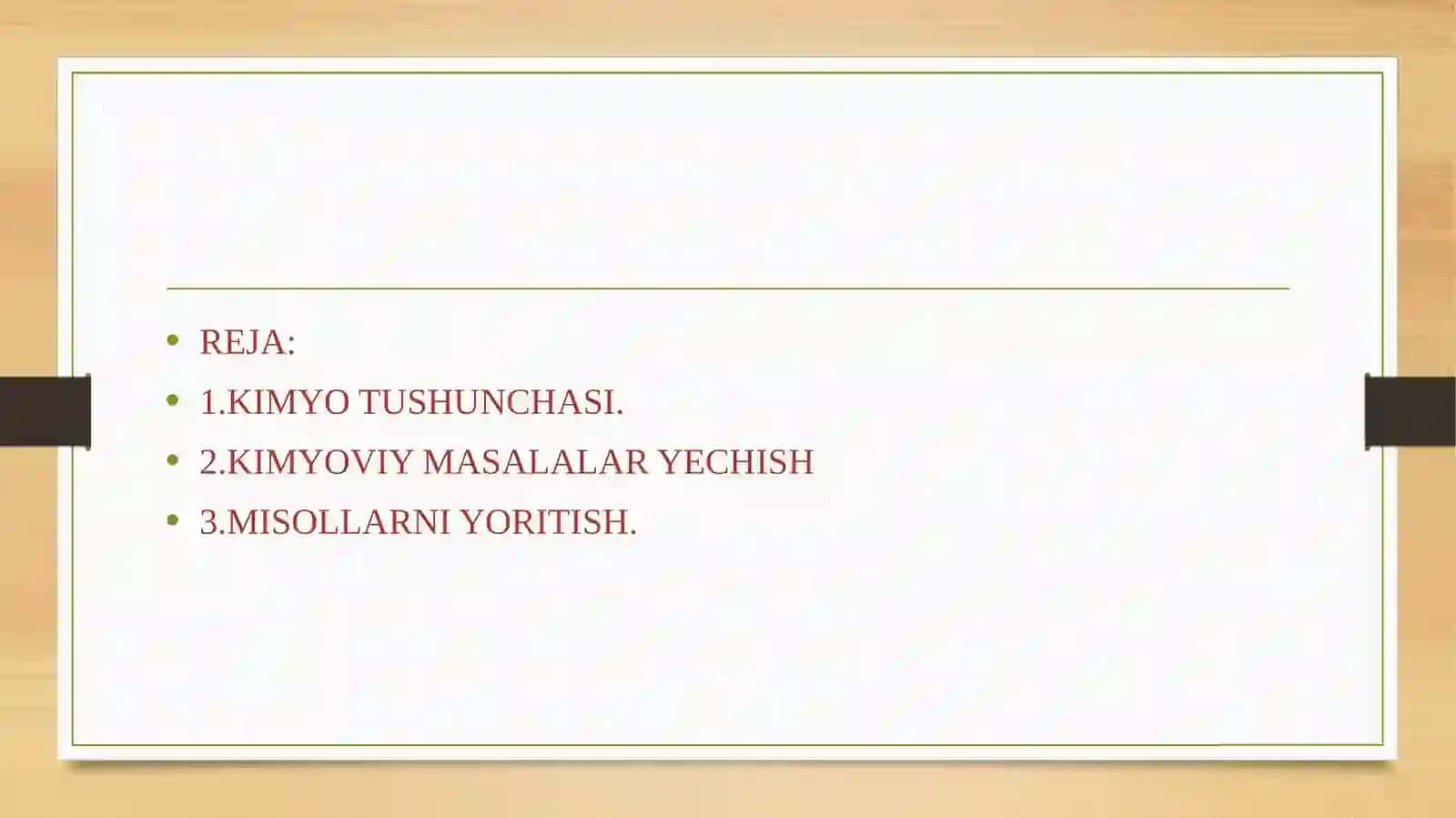 KIMYOVIY  MASALALARNI  YECHISH  BO`YICHA UMUMIY  TAVSIYALAR. VAZIFALARNI TASNIFLASH.  MASALALAR   YECHIMINI   LOYIHALASH VA YECHISH     ALGORITMI 2