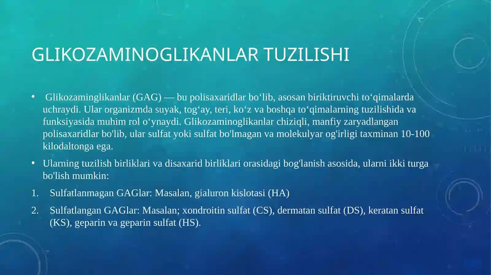 Glikozaminglikanlarning tibbiyotda qo'llanilishi 2