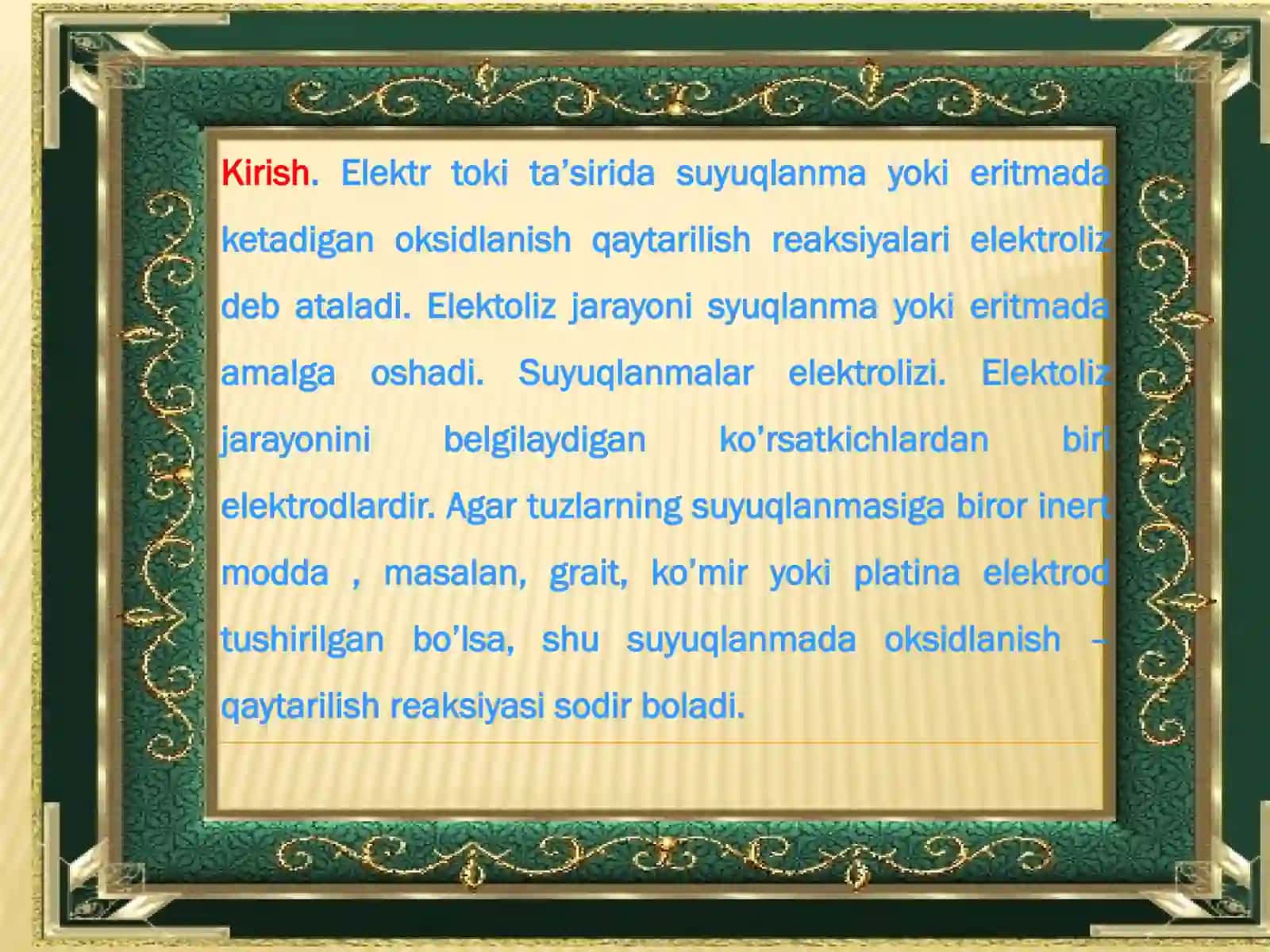 ELEKTROLIZ JARAYONLARI 2