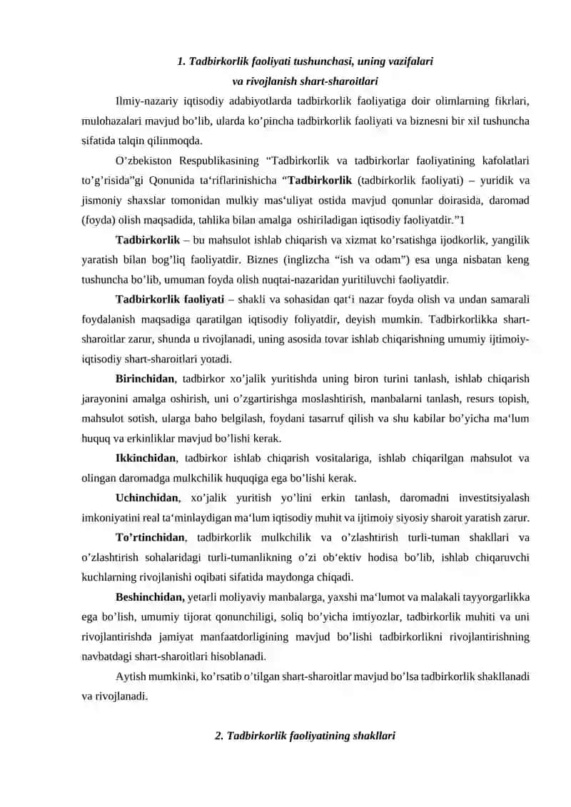 Tadbirkorlik kapitali va uning asosiy aylanma kapitali 2