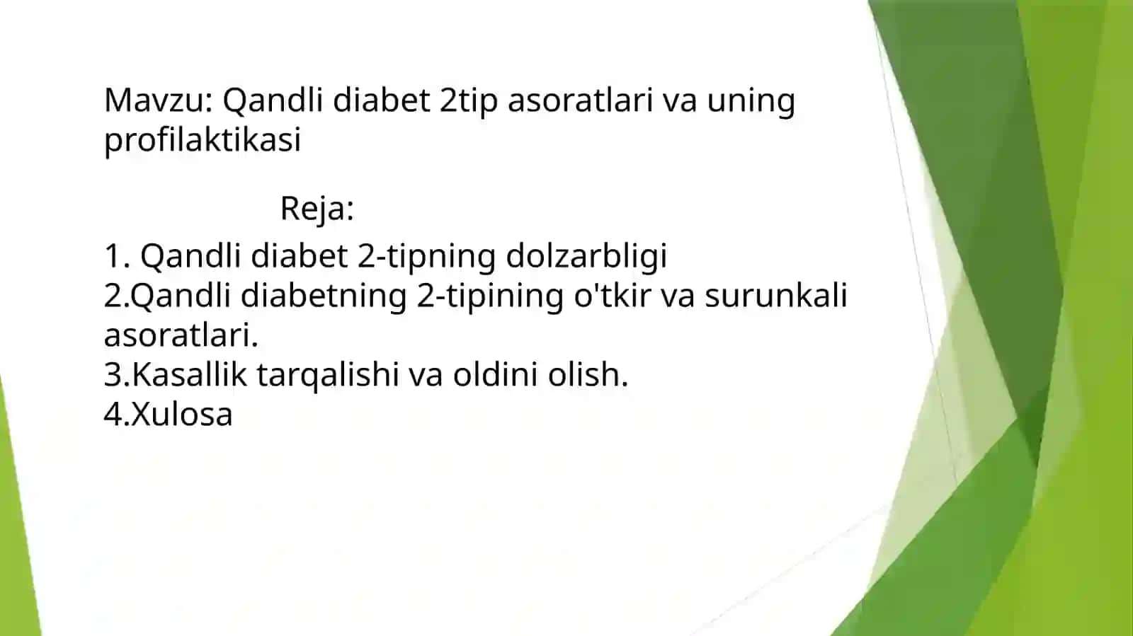 Qandlidiabet 2-tip asoratlari va profilaktikasi 2