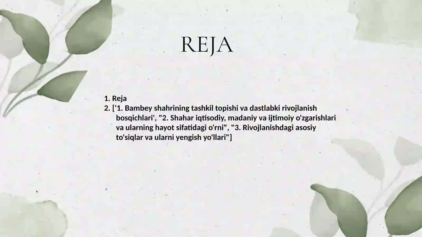 BAMBEY SHAHRINING RIVOJLANISH HAYOT YO'LI VA UNDAGI TO'SIQLAR 2