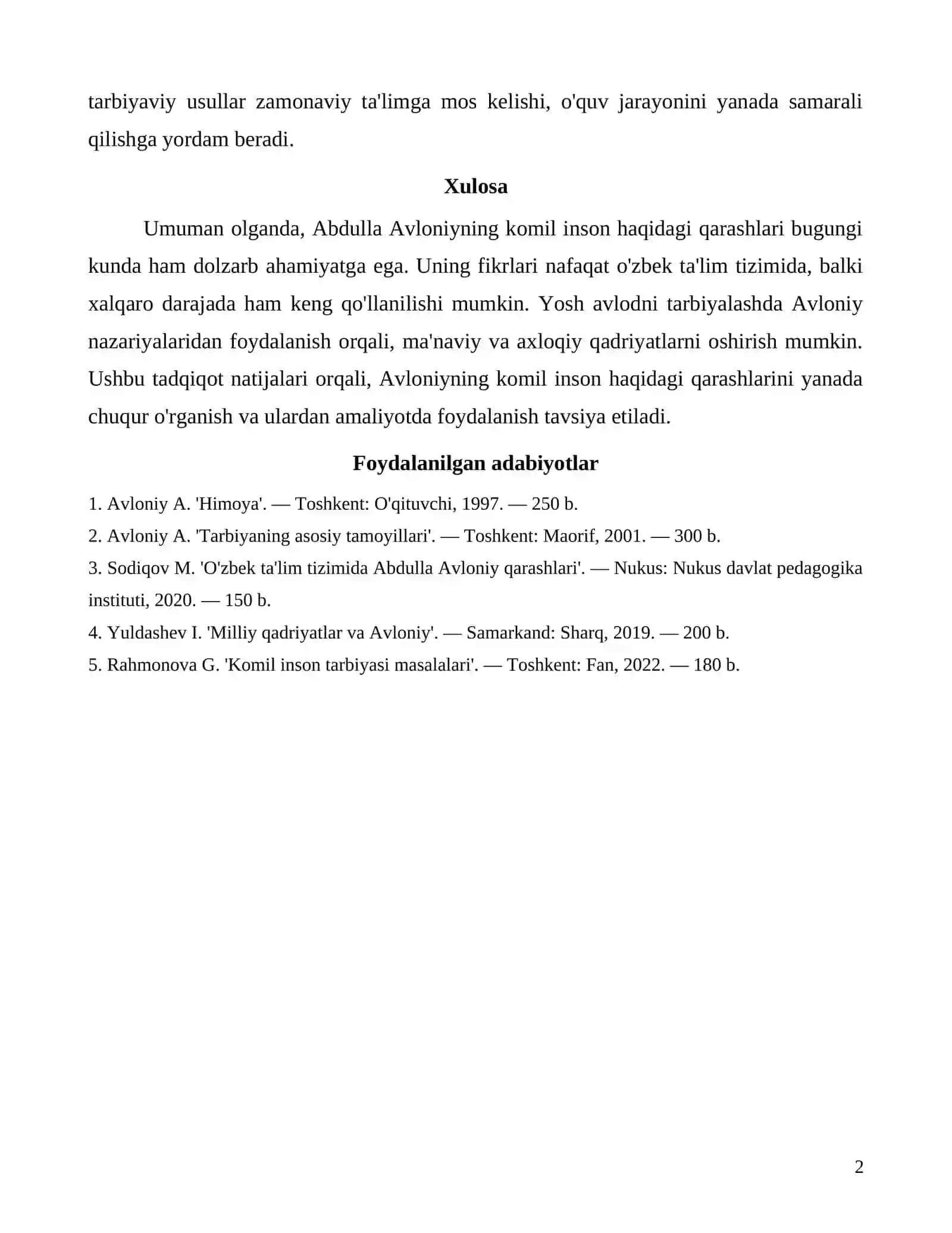 Abdulla Avloniydin komil inson haqidagi qarashlari 2