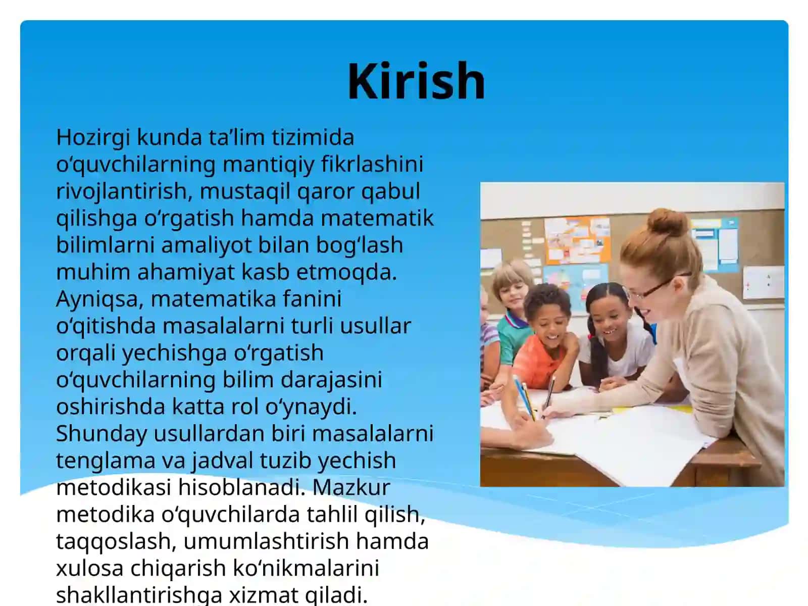 Masalalarni tenglama va jadval tuzib yechishga o‘rgatish metodikasi 2