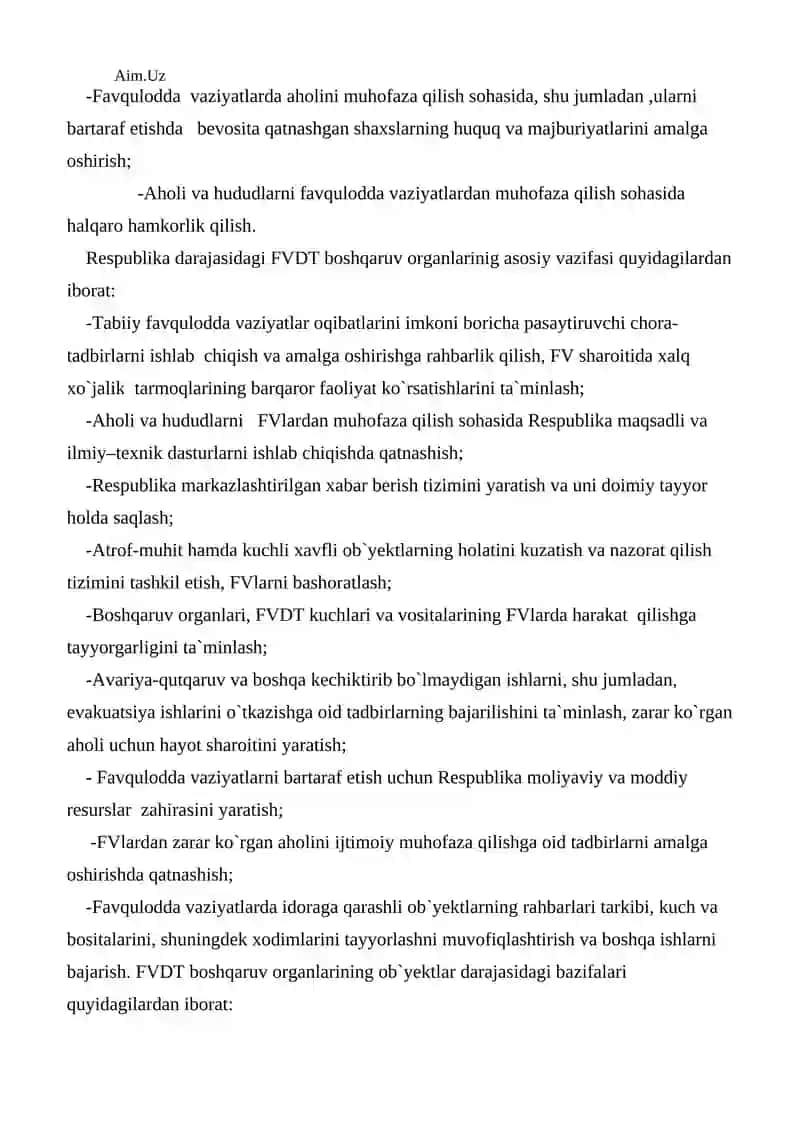 Favqulodda vaziyatlarda Davlat tizimi 2