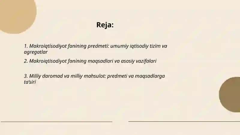 Makroiqtisodiyot fanining predmeti va maqsadi 2