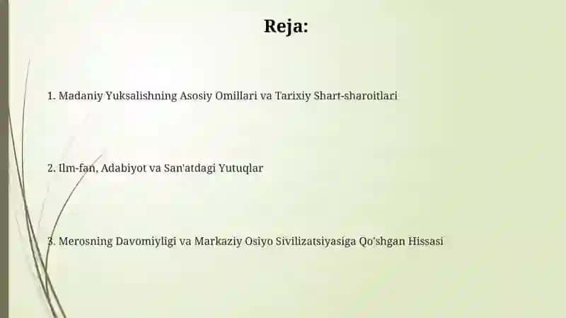Madaniy Yuksalishning Tarixiy Shart-sharoitlari 2