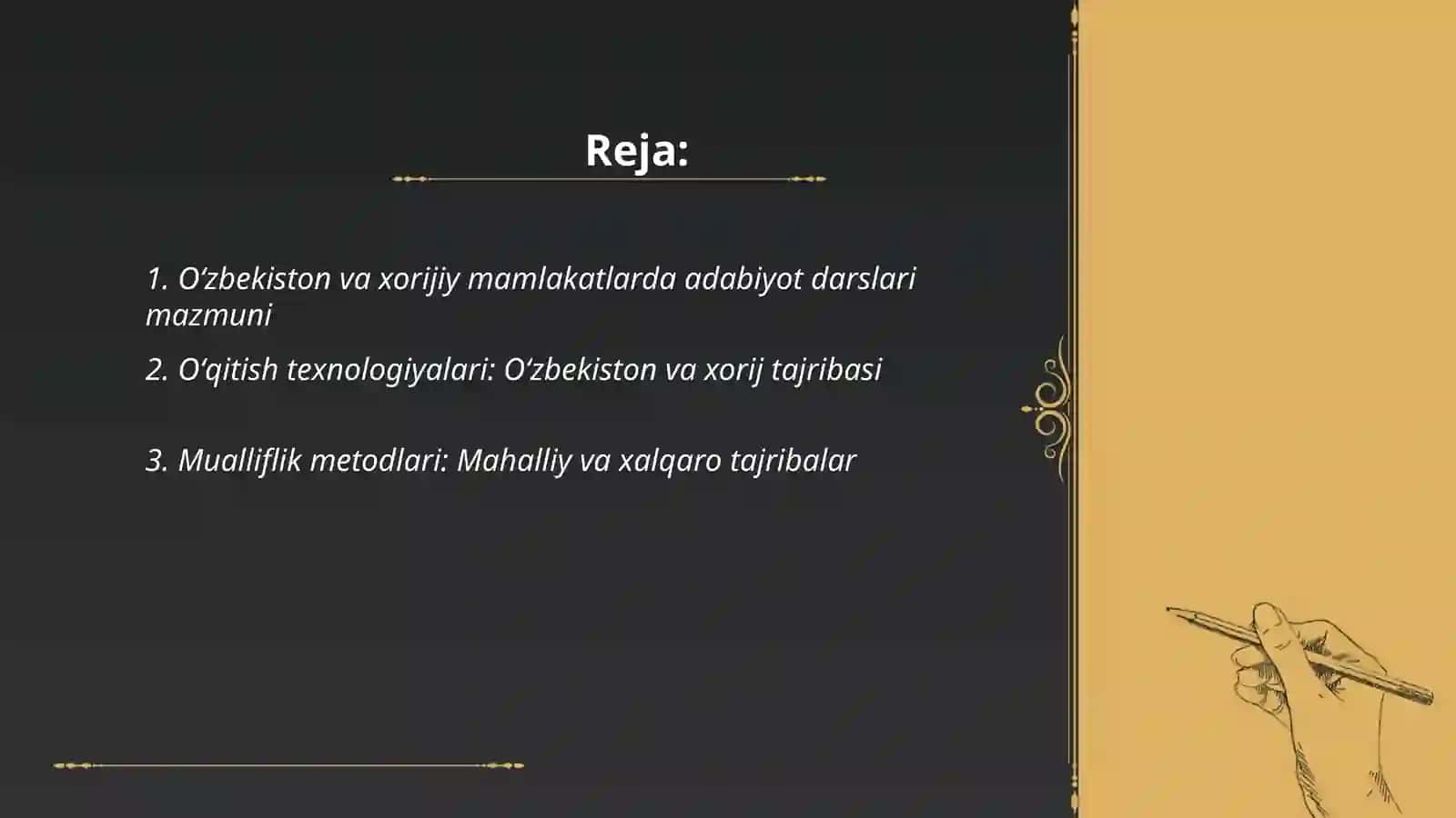 Oʻzbekiston va xorijiy mamlakatlarda adabiyot darslari mazmuni 2
