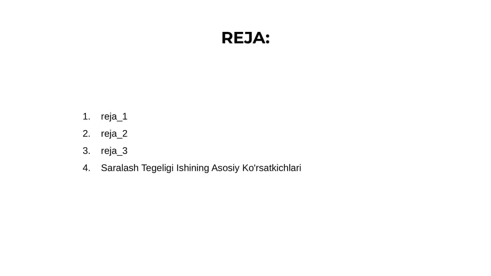 Saralash Tegeligi Ishining Asosiy Ko'rsatkichlari 2