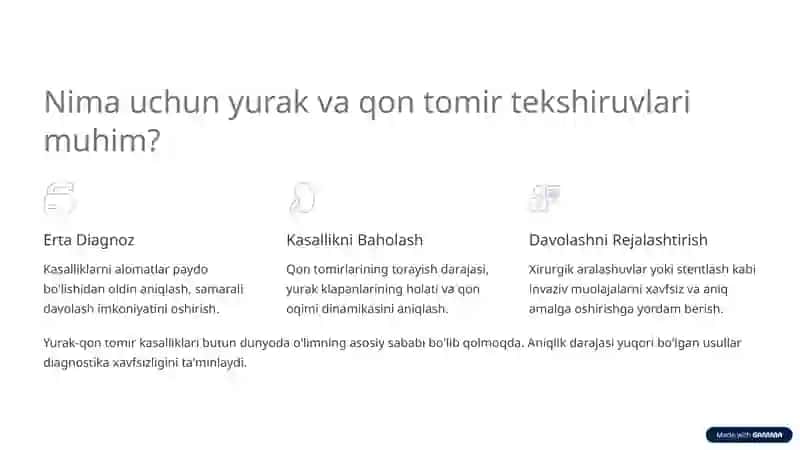 Yurak va qon tomir nurli tekshirish usullari: Umumiy ko'rib chiqish 2