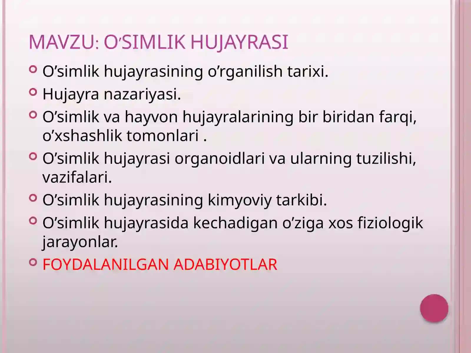 O’SIMLIK HUJAYRASI 2