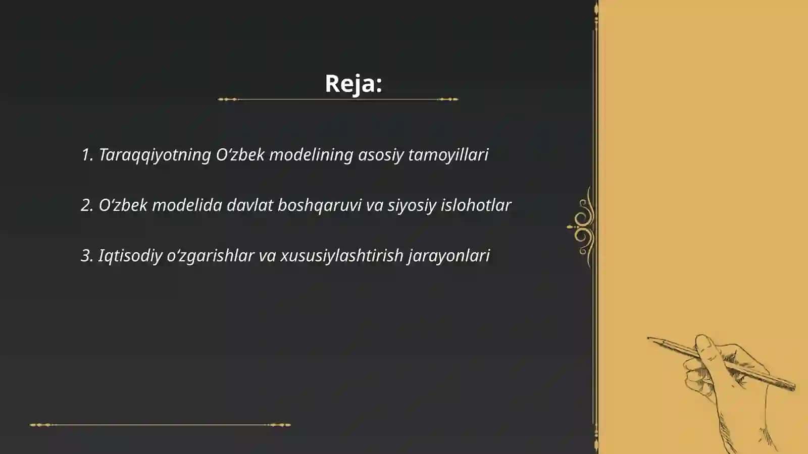 Taraqqiyotning oʻzbek modeli va oʻz oʻrni 2