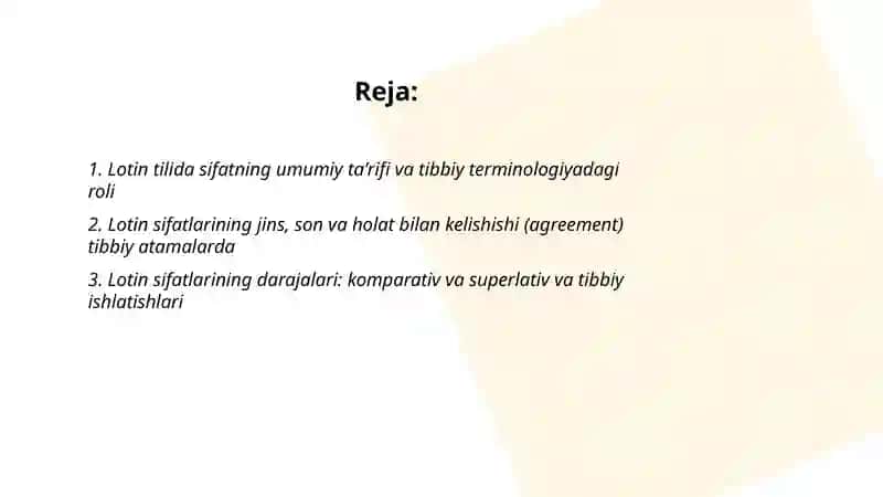 Lotin tili va tibbiy terminologiyada sifat turlanishi 2