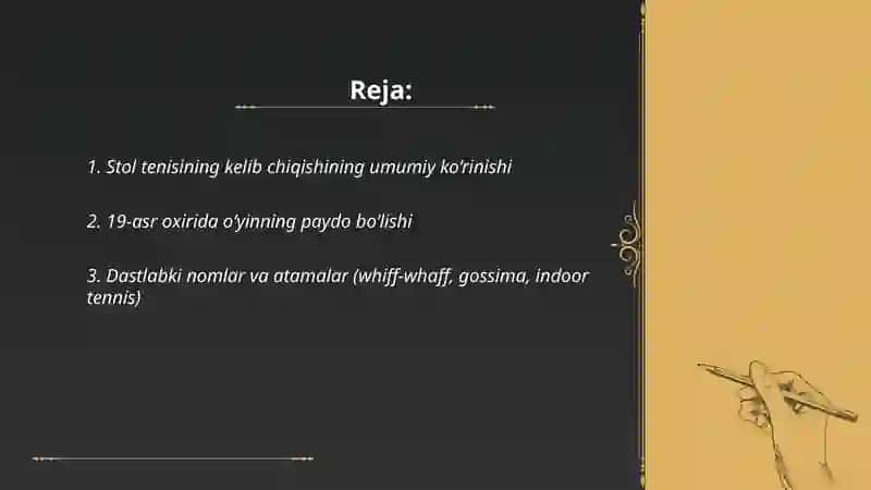 Stol tenisining kelib chiqishi 2