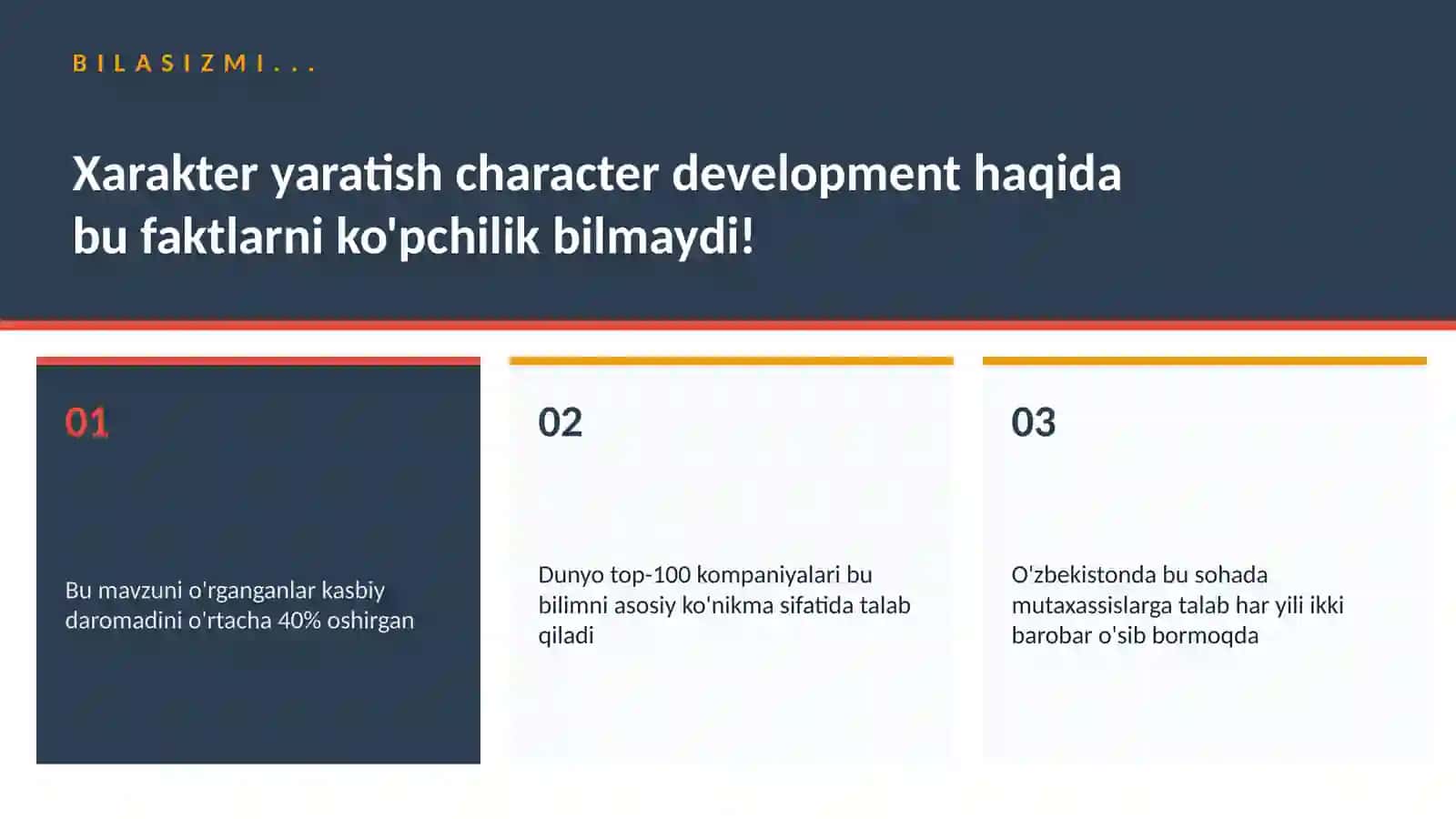 Xarakter yaratish character development 2