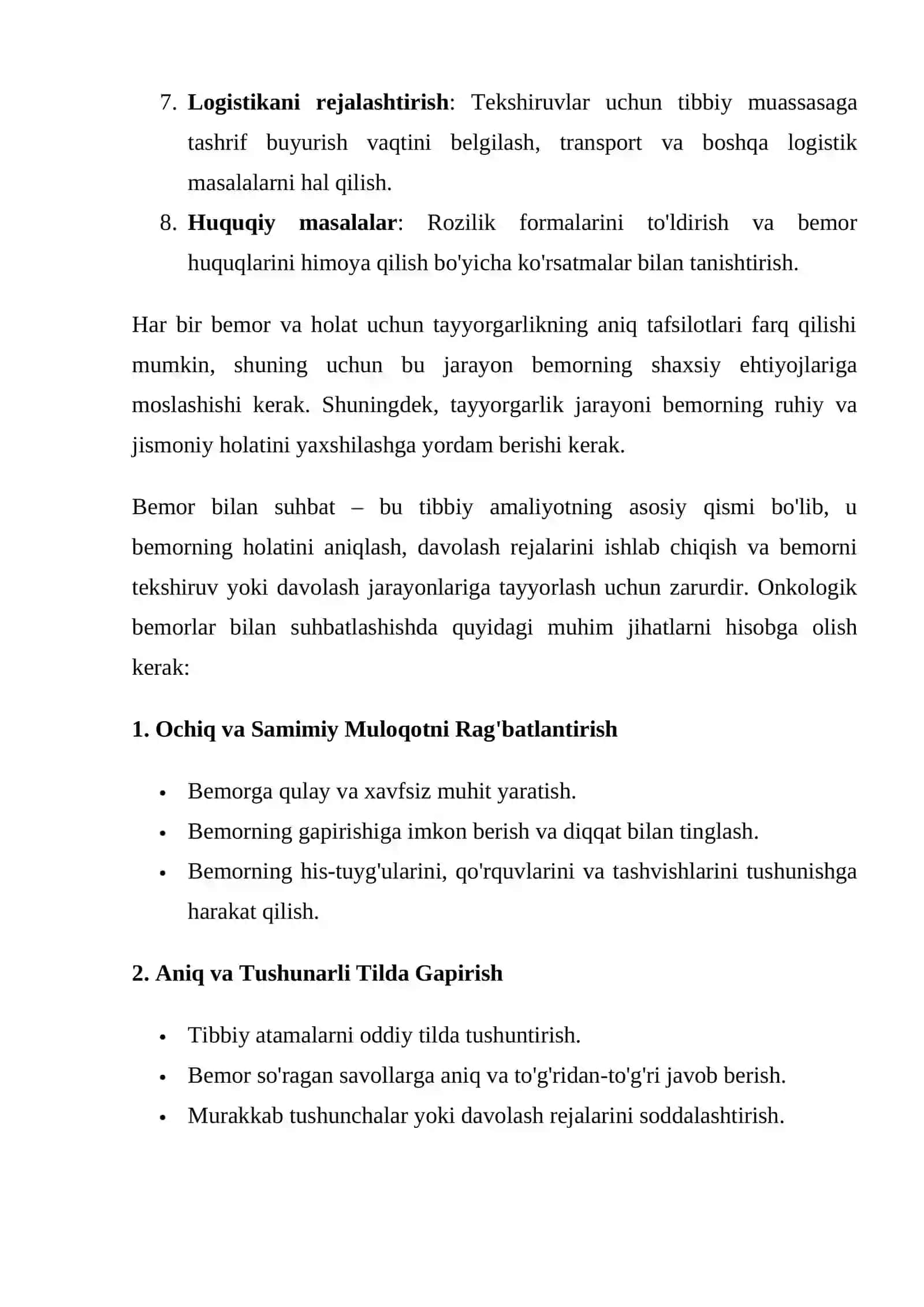 Onkologik bemorlarni tekshiruvga tayyorlash 2