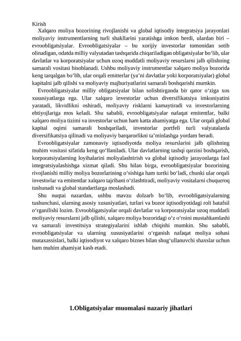 Evroobligatsiyalar va ularning xususiyatlari 2