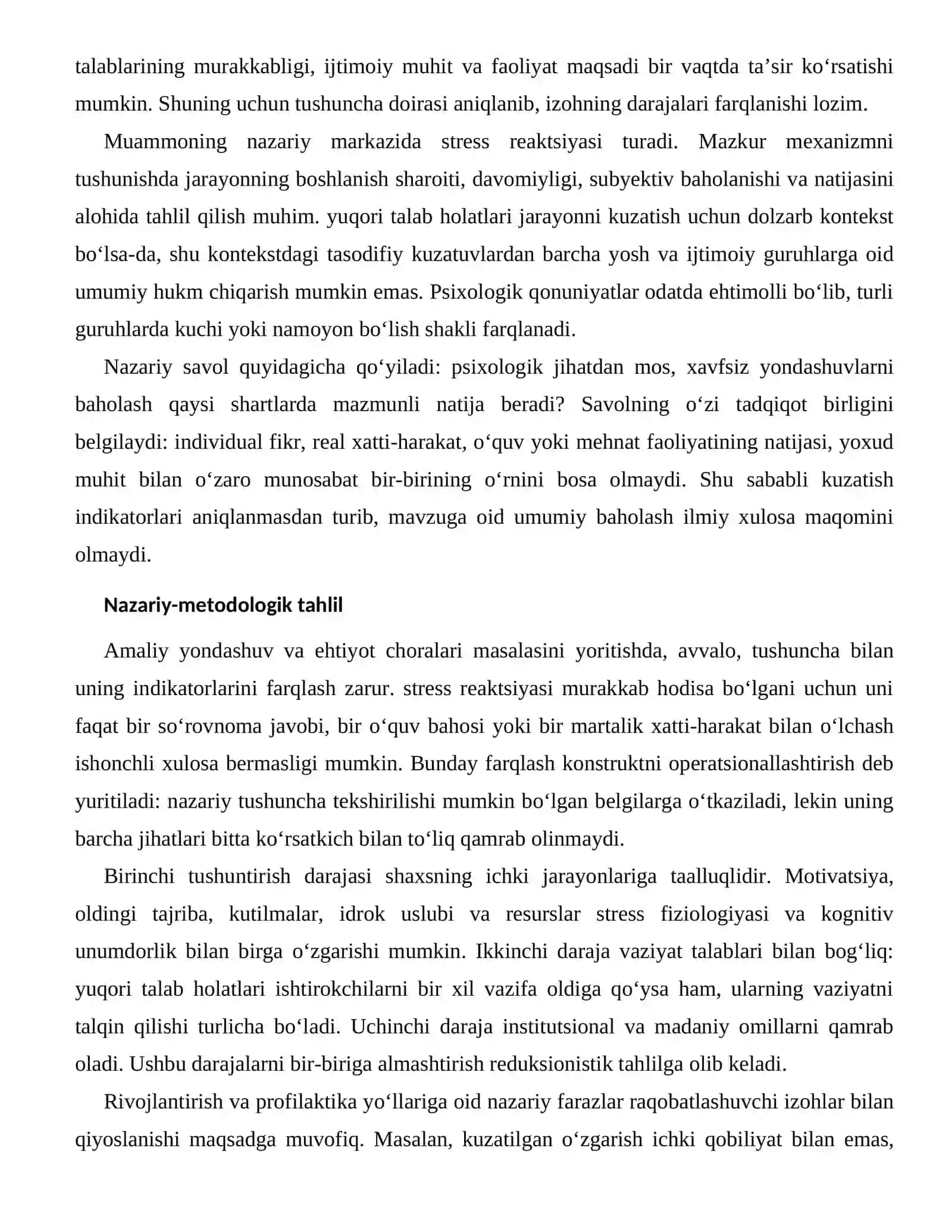 STRESS FIZIOLOGIYASI VA KOGNITIV UNUMDORLIKNING RIVOJLANTIRISH VA PROFILAKTIKA YO‘LLARI 2