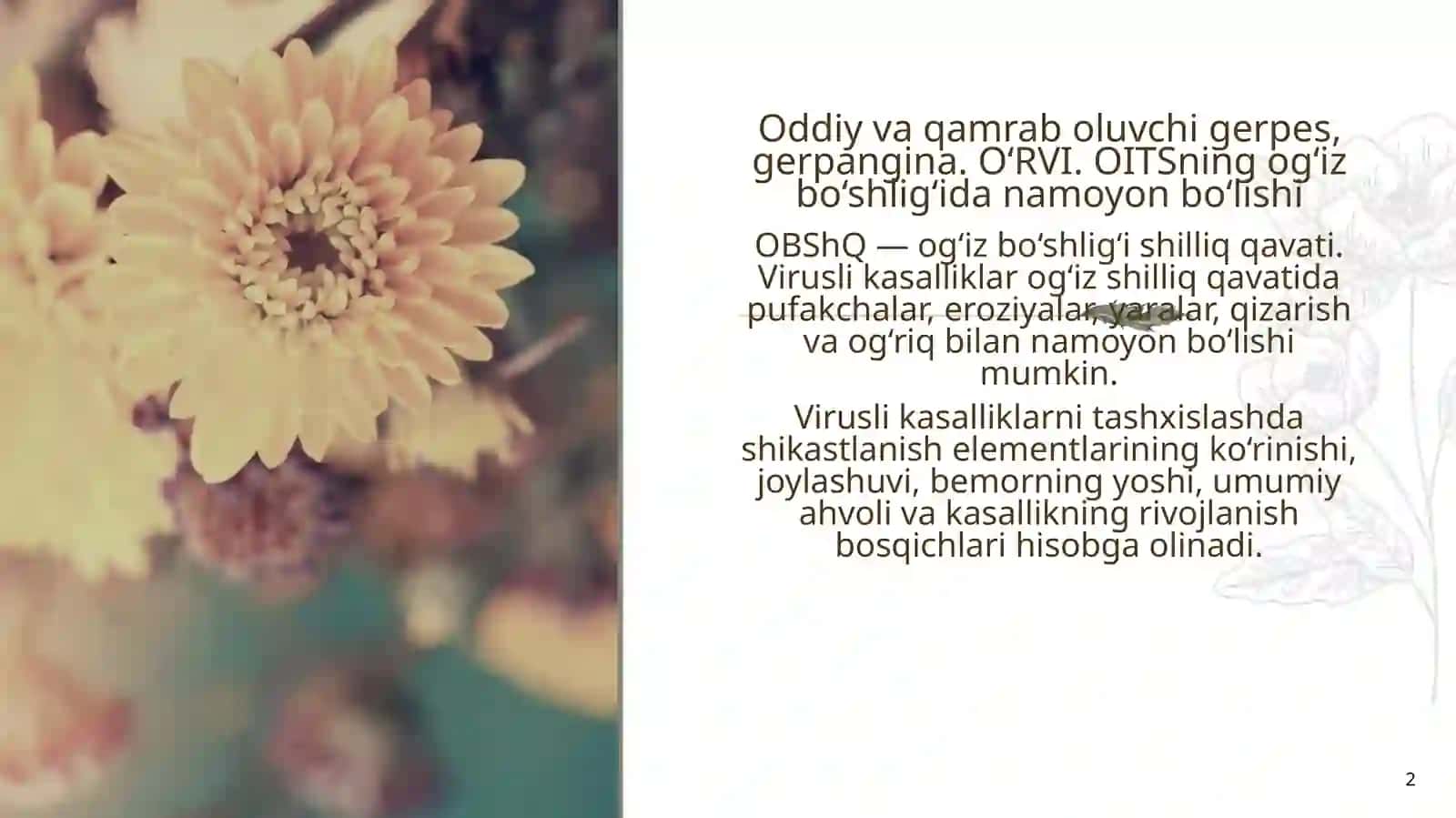 Virusli kasalliklarini namoyon bo‘lishi 2