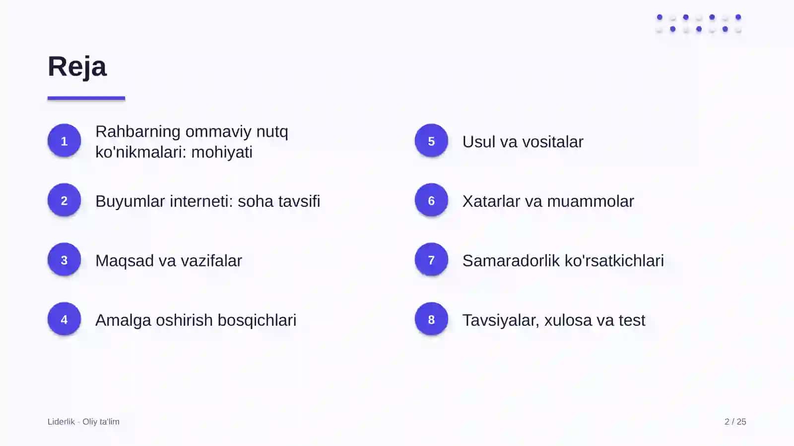 Liderlik · Oliy ta'lim 2