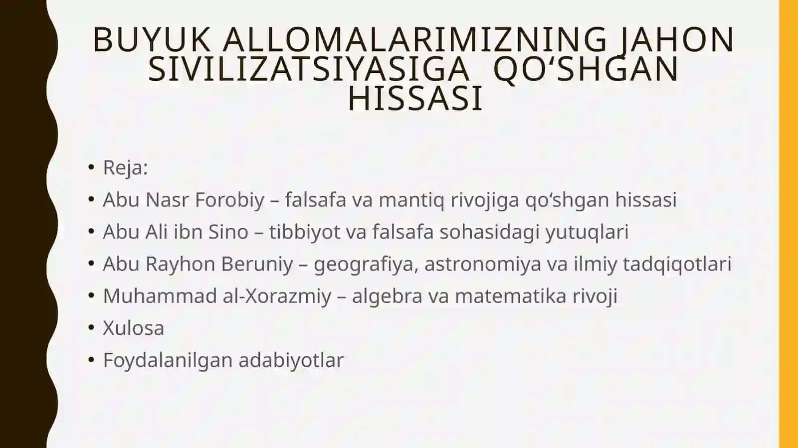 Buyuk allomalarimizning jahon sivilizatsiyasiga qoʻshgan hissasi 2