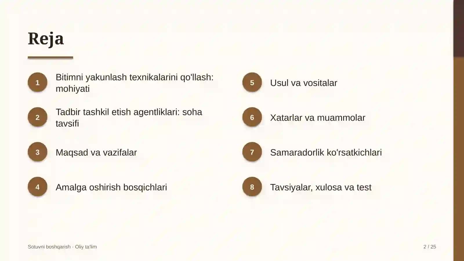 tadbirlarni tashkil etish agentliklarida bitimni yakunlash texnikalarini qo'llash 1046 2