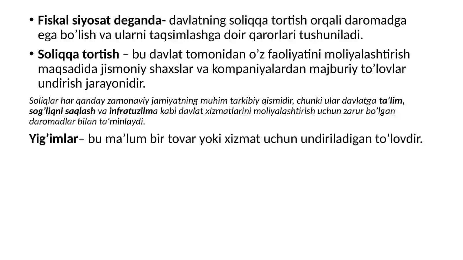 Soliqlar va soliqqa tortish fanining predmeti 2