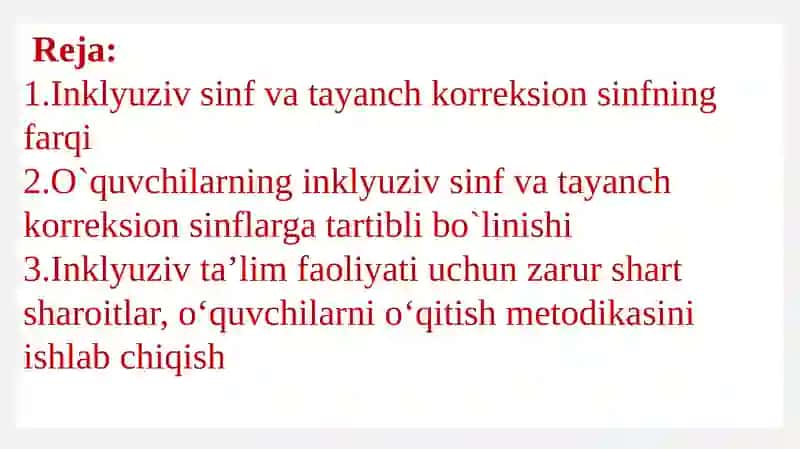 Inklyuziv ta’lim sinflari va boshlang‘ich tayanch korreksion sinflarda imkoniyati cheklangan bolalarni o‘qitish bo‘yicha pedagogik jarayonni tashkil etish yo‘llari 2