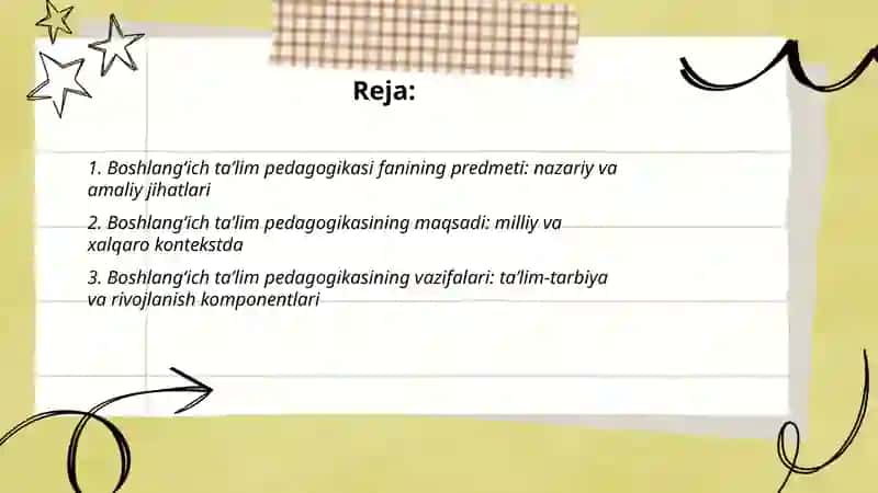 Boshlangʻich taʼlim pedagogikasi faning predmeti 2