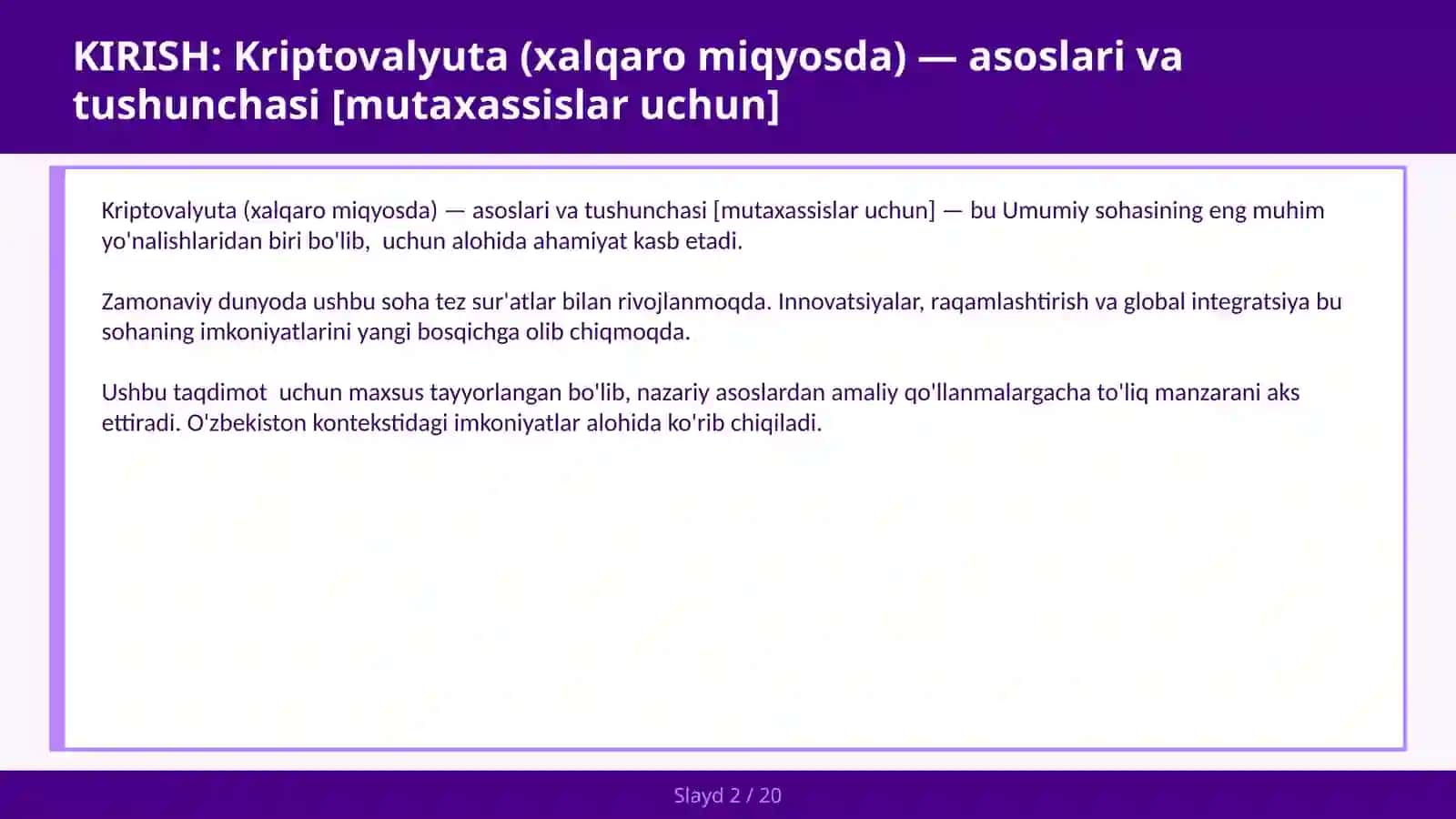 Kriptovalyuta (xalqaro miqyosda) — asoslari va tushunchasi [mutaxassislar uchun] 2