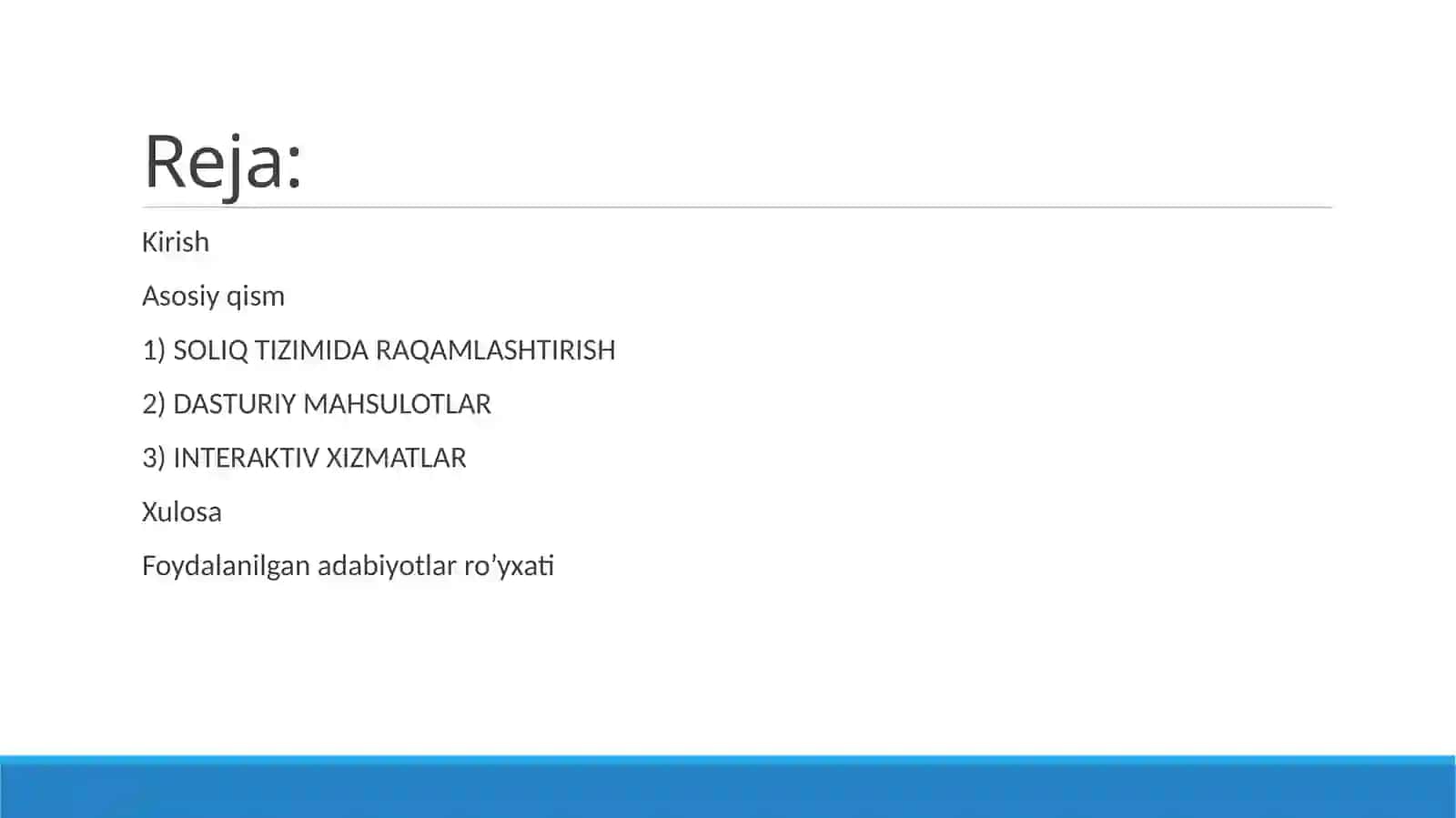 Davlat soliq xizmati organlarida qo’llanilayotgan dasturiy maxsullar va soliq to’lovchilariga ko’rsatilayotgan interaktiv xizmatlar 2