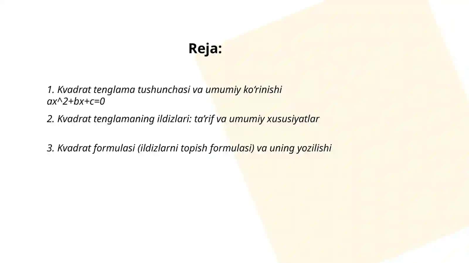 Kvadrat tenglama ildizlari 2