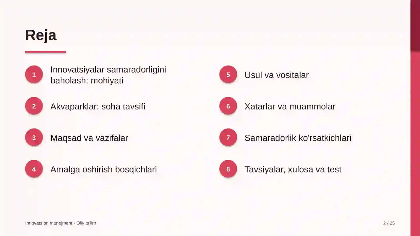Akvaparklarda innovatsiyalar samaradorligini baholash 2