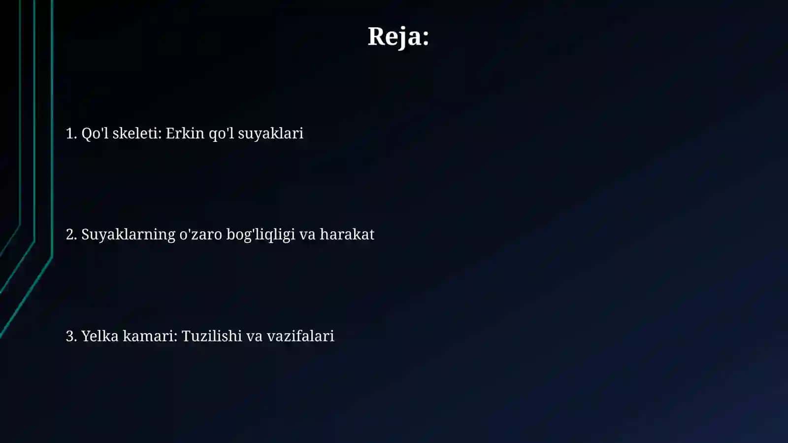 Qoʻl skeleti, qoʻlning erkin suyaklari. Yelka kamari 2