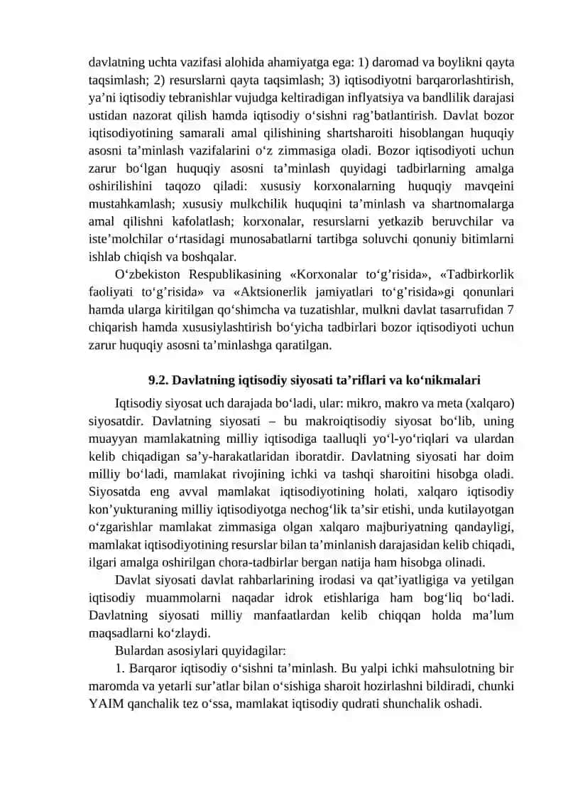 YUKSALISH, RIVOJLANISH VA IQTISODIY SIYOSAT 2