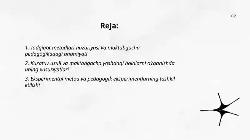 Maktabgacha pedagogika fanining tadqiqot metodlari 2